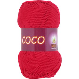 Пряжа Vita-cotton "Coco" 3856 Красный 100% мерсеризованный хлопок 240 м 50гр
